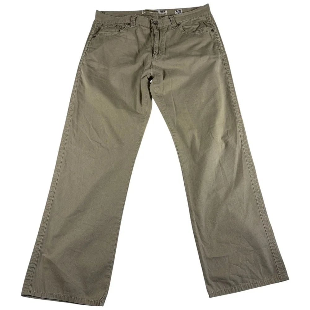 BKE Casuals Tyler Straight Pants Men 36R Khaki Cotton Rugged Workwear Flat Front